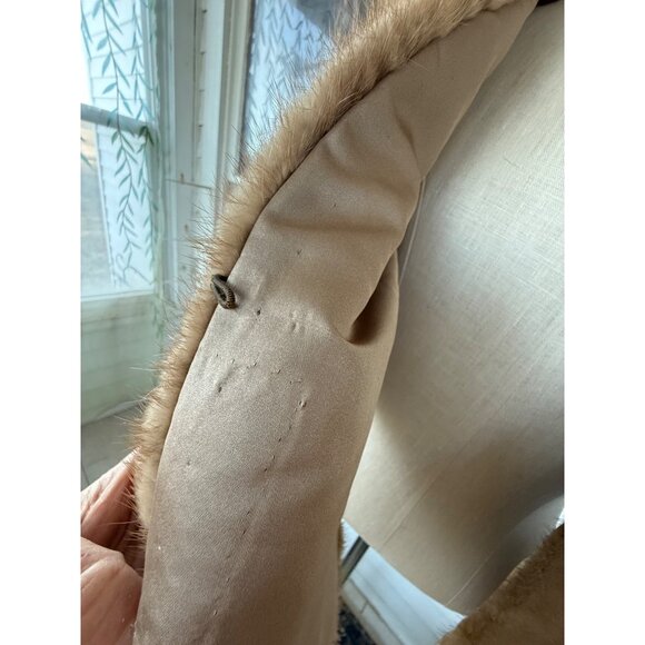 Vintage 50's Brown Mink Stole Capelet With front Pockets - Picture 14 of 16